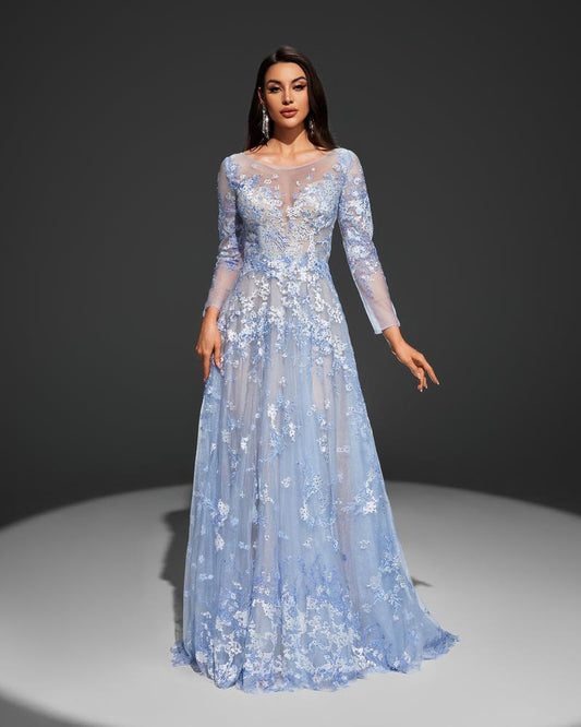HKM-381203 Sophisticated Blue Dress EZ25036 for Formal Events