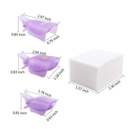 HKM-916627 Nail Remover Clips Set with Nail Polish Remover and Scrubbing Cotton for Easy Artificial Nail Removal