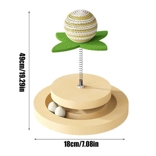 HKM-838291 Interactive Sisal Cat Toy with Ball Track and 360-Degree Movement for Indoor Play