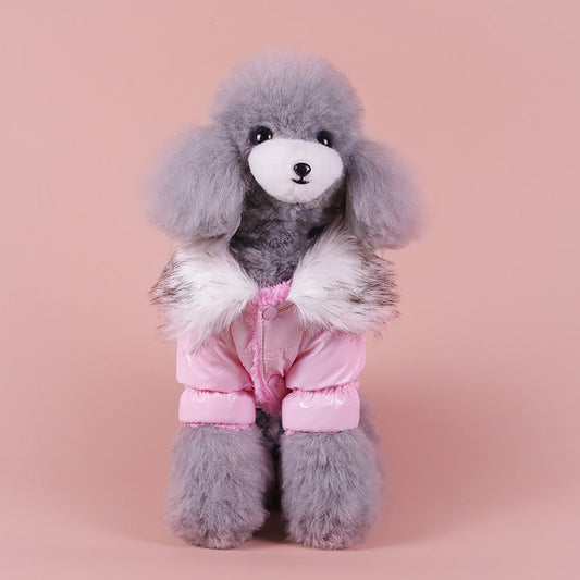 HKM-434579 Puppy Cute Padded Down Jacket for Winter Warmth in Blue, Red, and Pink