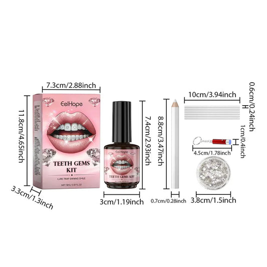 JMT-123786 Tooth Gem Application Kit with Silver Gems, Adhesive, and UV Light