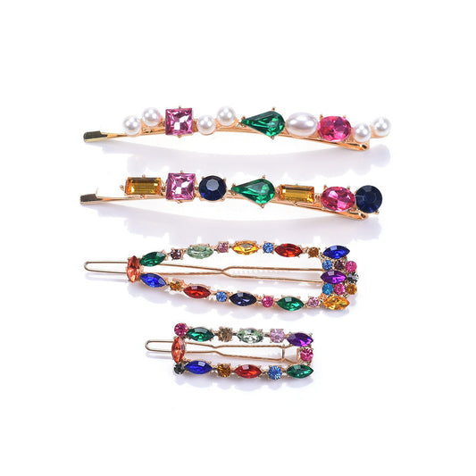 HKM-017491 European and American Retro Pearl Hairpin for Women - Alloy Geometric Design, Individually Packaged