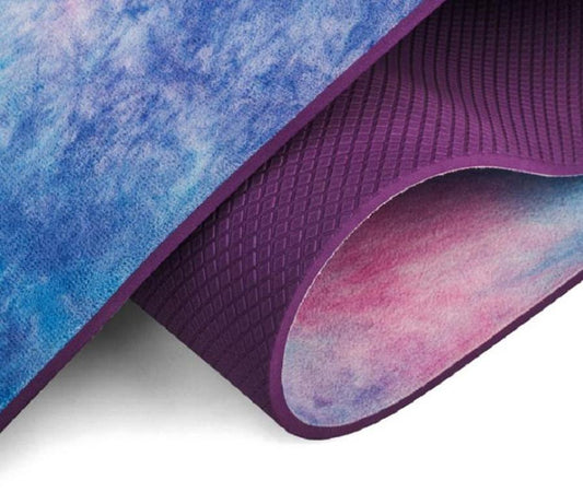 HKM-363731 Tie-Dyed Natural Rubber Suede Yoga Mat with Sublimation Transfer Design