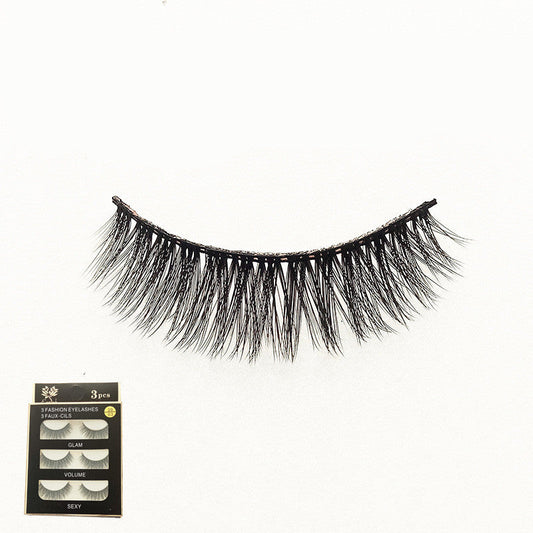 HKM-124499 3 Pairs of 3D Chemical Fiber Fake Eyelashes for Stunning Lashes