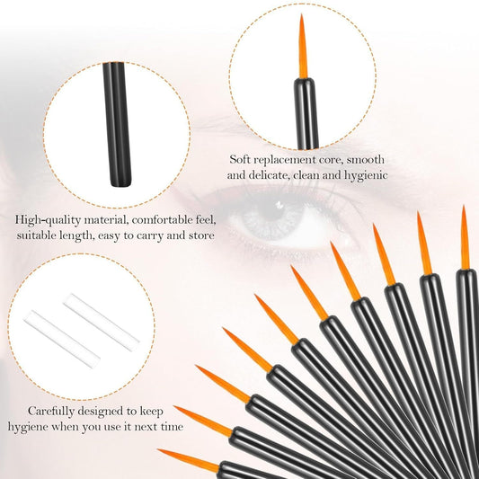 HKM-447571 Ultra-Fine Disposable Eyeliner Brushes - 100-Pack Black Applicators for Precise Make-Up Application