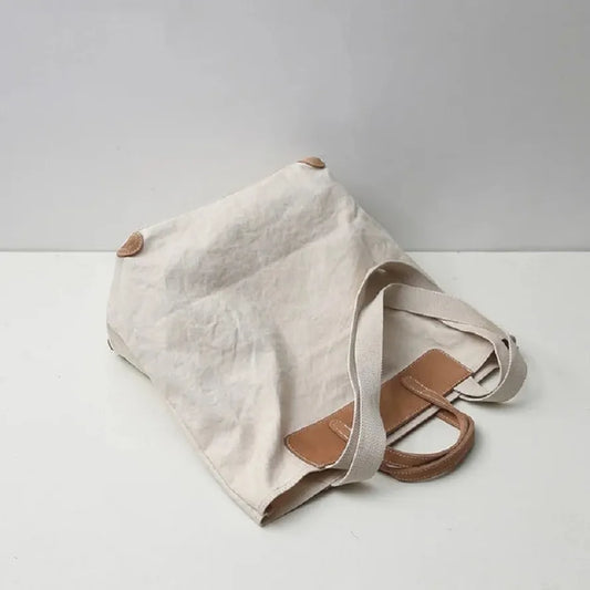 KTX-267603 Large Capacity One Shoulder Handbag with Cowhide Splicing in Japanese Style