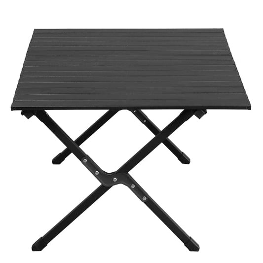 HKM-193299 Portable Black Camping Roll Table - 86x60x42cm Folding Outdoor Furniture