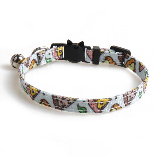 HKM-103251 Cloth Dog Collar with Bow Tie Design in Fun Food Patterns