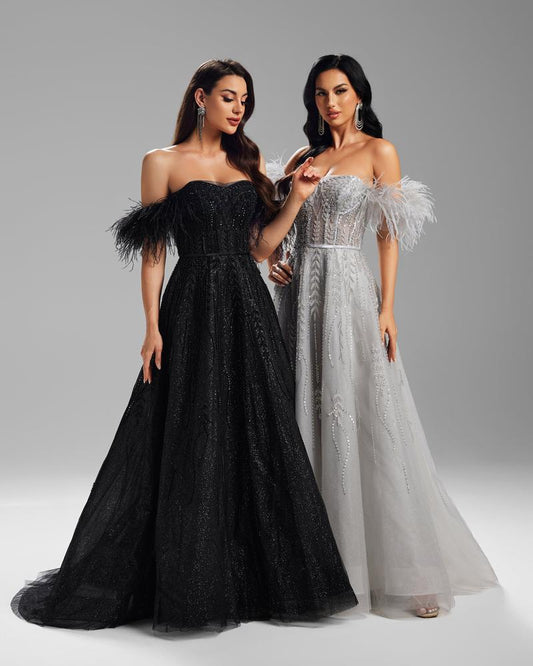 HKM-757459 Sophisticated Black Evening Gown for Women - Model EZ25008