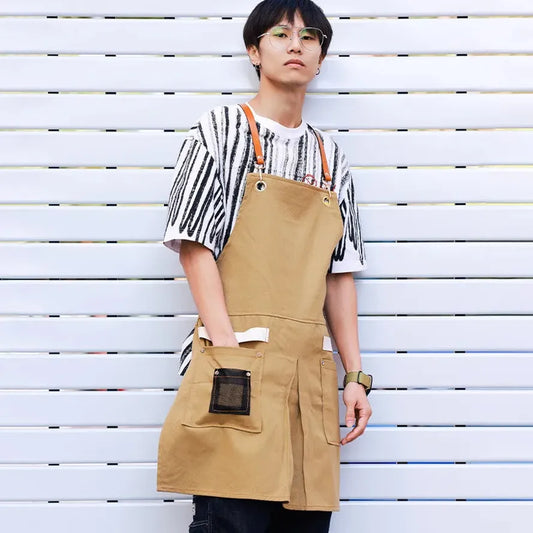 KTX-258515 Sleeveless Cowboy Apron for Home and Work - Eco-Friendly Fabric, Multiple Colours Available