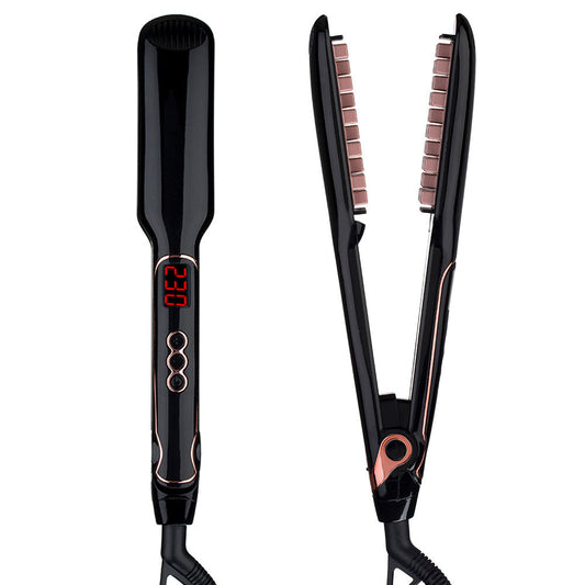 HKM-584659 Tourmaline Ceramic Fluffy Hair Straightener with Temperature Control for Wet and Dry Hair