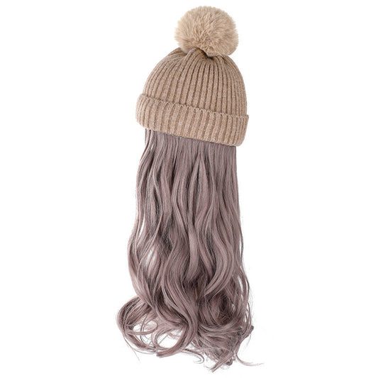 HKM-478547 Removable Woolen Cap with Long Curly Hair for Stylish Look