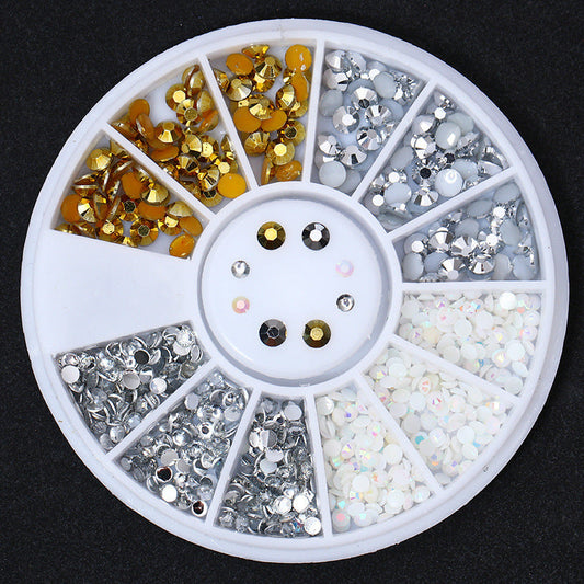 HKM-348371 Gold and Silver Magic Color Flat Bottom Rhinestone Disc for Nail Art
