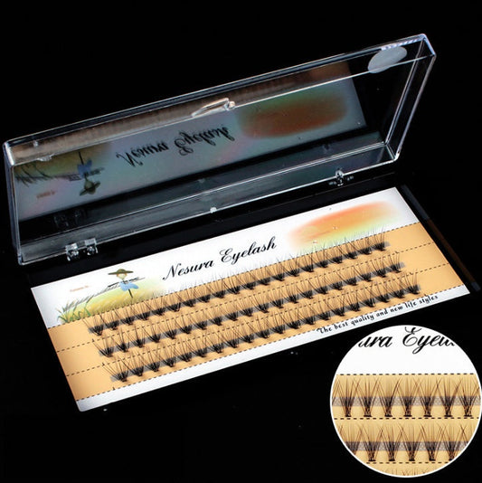 HKM-026195 Handmade Single Cluster False Eyelashes - Various Lengths from 6mm to 14mm, Thick Style, Rayon Material