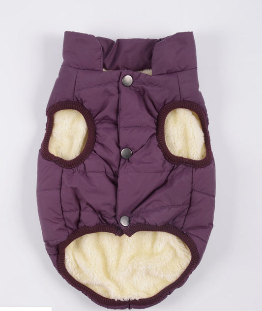 HKM-602195 Winter-Ready Cotton Vest for Small to Medium Dogs in Red, Navy Blue, and Brown