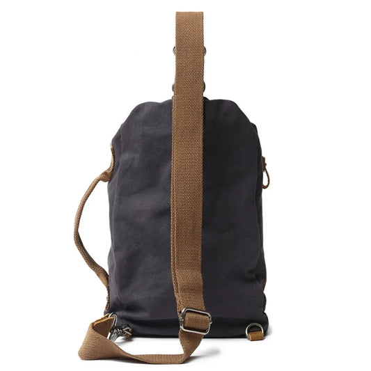 HKM-369171 Retro Canvas Crossbody Shoulder Bag for Men, Casual Outdoor Chest Bag