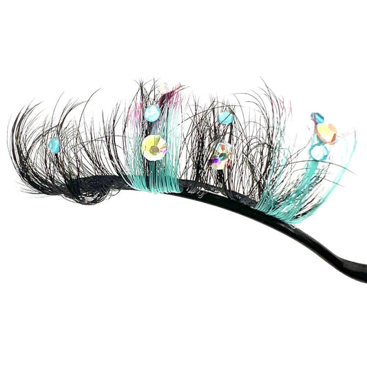 HKM-944851 Handmade Diamond Glitter False Eyelashes – Mink-Shaped Solid Color Styles ZC201-JZ to ZC210-JZ