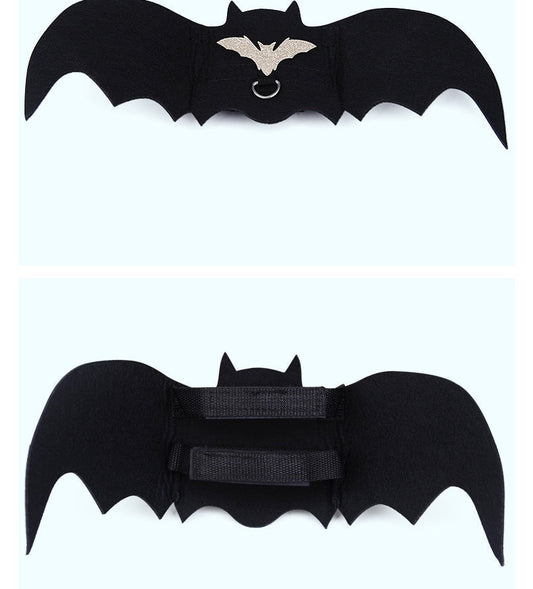HKM-753171 Bat Wing Costume for Pets - Black Polyester and Felt Halloween Apparel for Small Animals