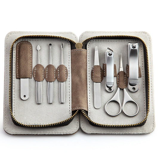 HKM-502163 Stainless Steel Anti-Splash Nail Clipper Set - 8 Pieces for Precision Grooming