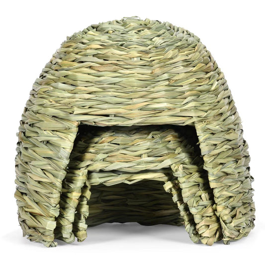 HKM-153427 Handmade Thatched Hut for Small Animals - Perfect for Rabbits, Hamsters, Hedgehogs, and Guinea Pigs