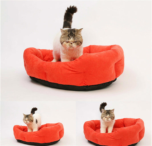 HKM-006547 Cozy Pet Nest for Dogs - Soft Cloth Bed in Red, Blue, and Khaki, 50*15CM