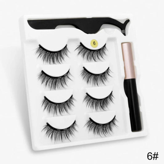 HKM-895123 Natural Handmade Magnetic Eyelash Extension Set - 4 Pairs of False Lashes