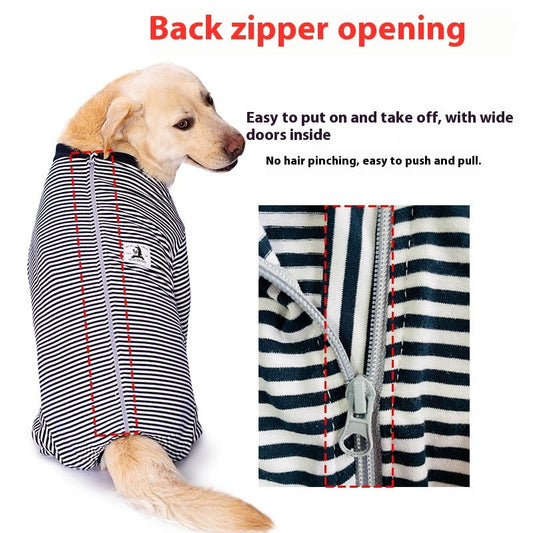 HKM-590355 Thin Striped Dog Shirt for Medium to Large Breeds in Sky Blue and Dark Blue Stripes