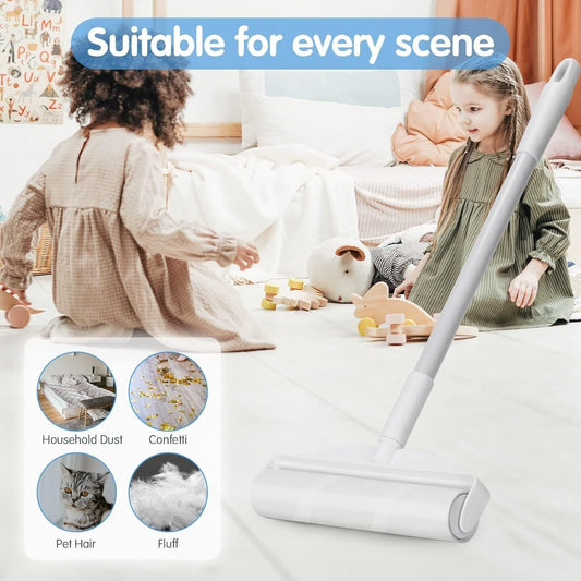 HKM-626899 Extra-Wide Lint Roller with 4ft Retractable Handle for Efficient Pet Hair Removal
