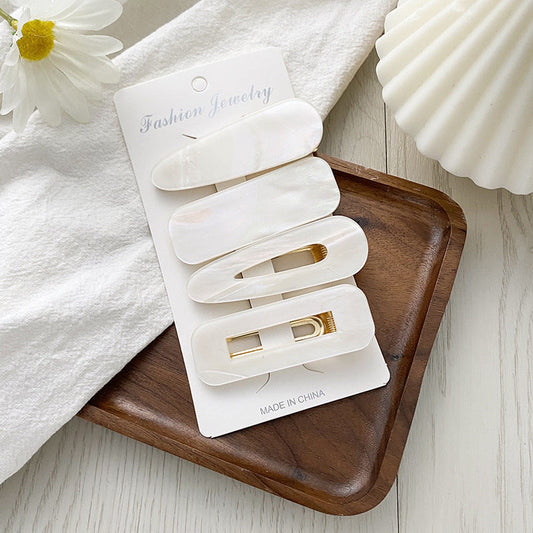 HKM-556435 Geometric Pattern Acrylic Side Clip Hairpin for Women - Multiple Color Options Available