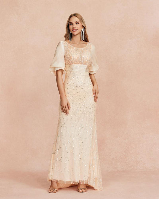 HKM-512275 Champagne Evening Gown EZ25034 for Elegant Occasions