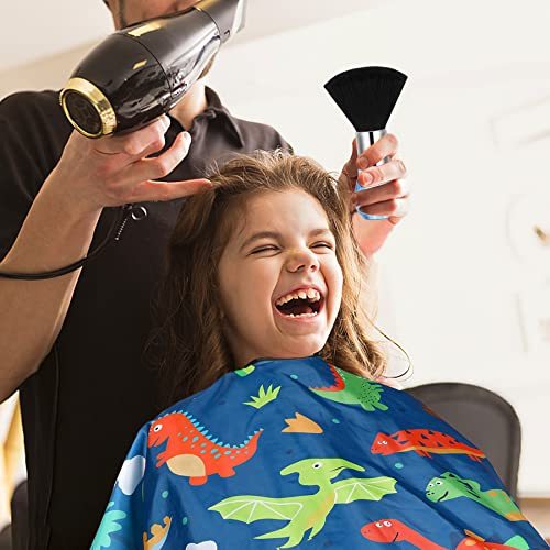 HKM-157459 Children's Haircut Cape with Cartoon Dinosaur Pattern, Adjustable Neck Closure and Waterproof Fabric