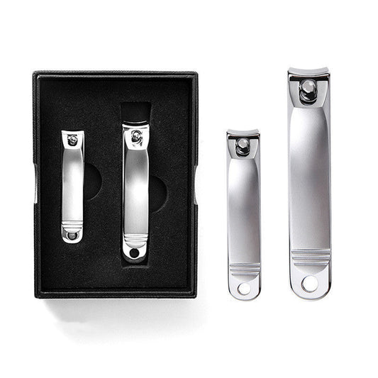 HKM-200339 Folding Portable Nail Clippers Set in Silver and Black - Stainless Steel, Available in Various Sizes