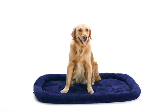 HKM-264083 Luxurious Velvet Pet Cushion in Dark Blue and Red
