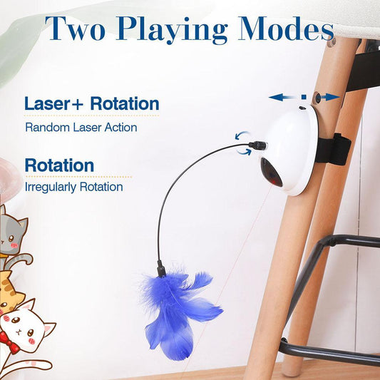 HKM-460883 Interactive Electric Cat Toy with Feather and Laser Motion for Exercise and Entertainment