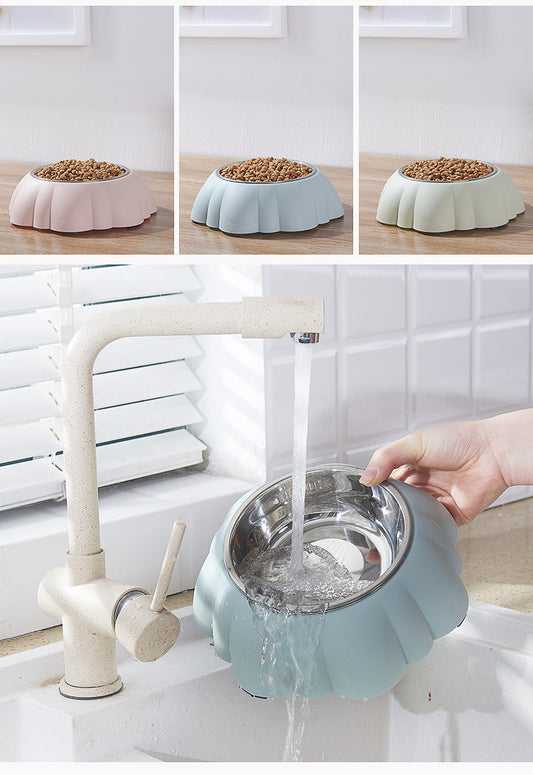 HKM-012307 Stainless Steel and PP Dog Water Bowl - 21.5cm Size, Available in Pink, Blue, Green
