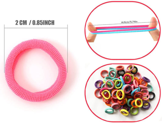 HKM-053715 100 Pcs Seamless Cotton Baby Hair Ties for Girls and Kids - Soft, Durable, and Multicolor Ponytail Holders