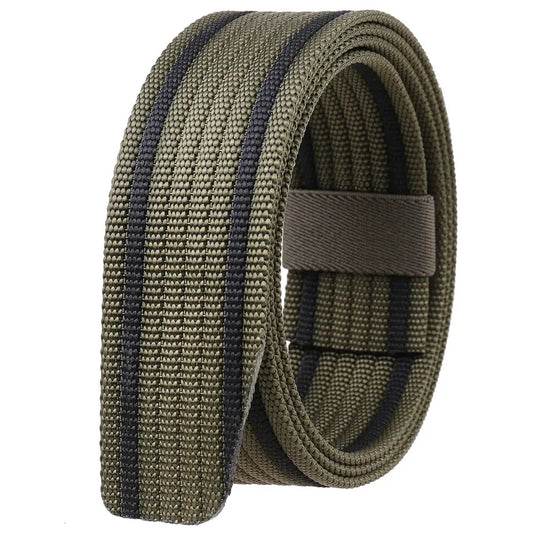 HKM-028819 Braided Tactical Nylon Belt with No Buckle - Casual Wear, Adjustable Length, Durable Design