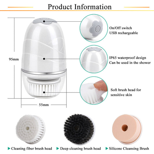 HKM-619347 3-in-1 Electric Facial Cleansing Device with Pore Cleaner and Body Massage Function