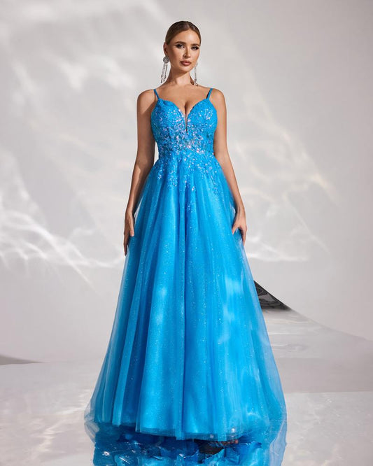 HKM-828755 Elegant Blue Evening Gown for Women - Style EZ25173