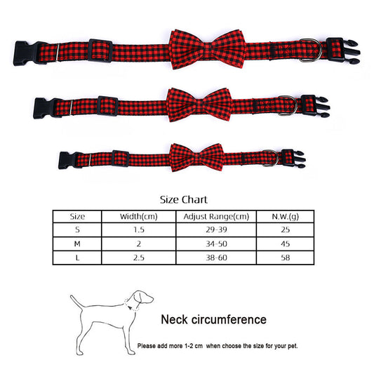 HKM-349587 British Plaid Bow Tie Collar for Cats and Dogs - Multi-Seasonal Adjustable Traction Collar