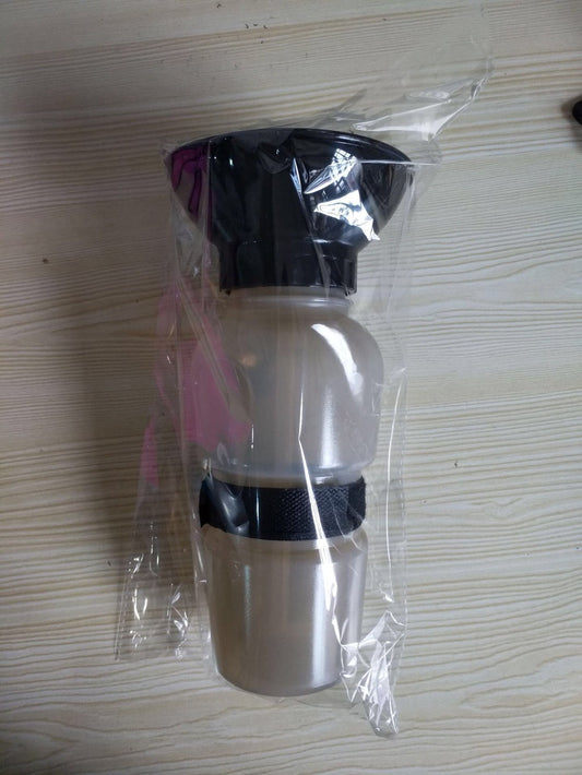 HKM-095955 Portable Pet Water Bottle with Squeeze Bowl for Travel - 20oz Capacity Ideal for Dogs and Cats