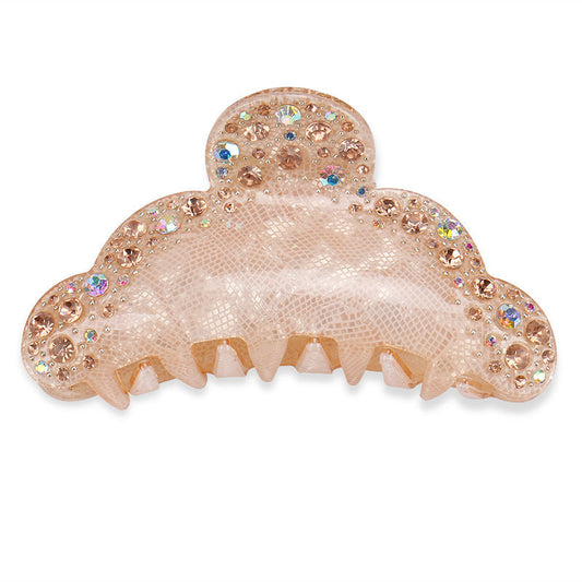 HKM-340563 Acrylic Shark Hair Clip in Pink and Gold - Handmade Stylish Accessory