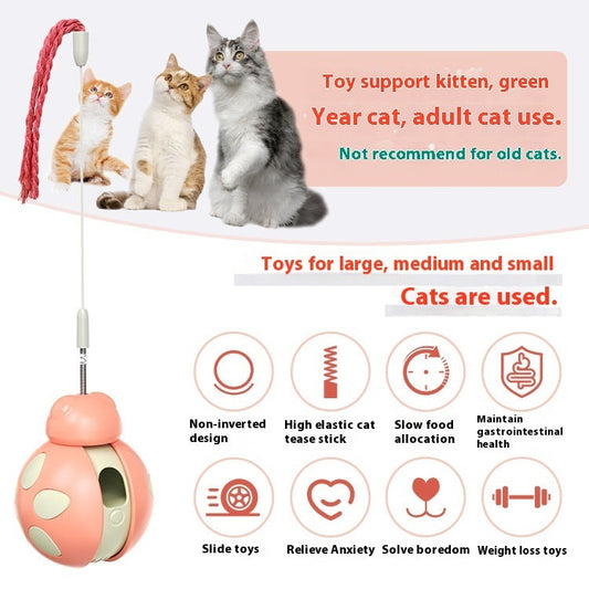 HKM-459731 Morandi Green and Pink Plastic Cat Toy for Food Leakage Prevention and Playtime Fun