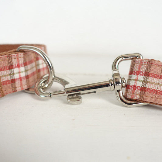 HKM-511443 Comfortable Orange Plaid Dog Leash ¨C Soft Polyester Traction Belt for All Dog Sizes (XS-XL)