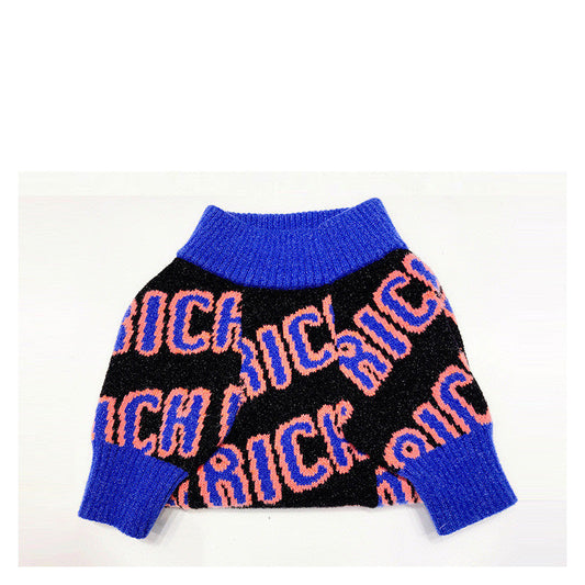 HKM-576851 Winter Warm Sweater for Dogs - Blue and Red, Suitable for Pug, Teddy, Bichon, Schnauzer, Corgi, Shiba Inu and More