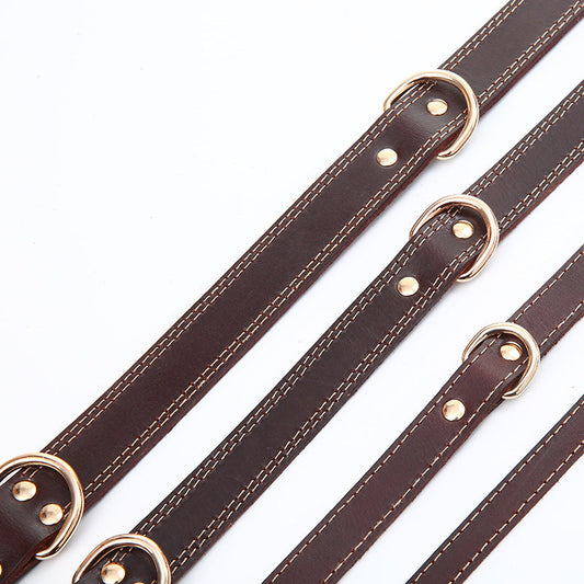 HKM-141779 Brown Leather Dog Collar for XS to L Sizes