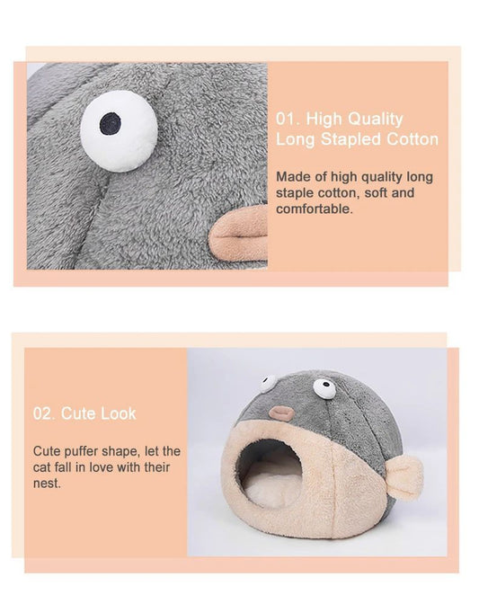 HKM-805331 Balloonfish-Shaped Pet Mats and Cushions for Cats and Small Dogs - Cozy Indoor Pet Furniture