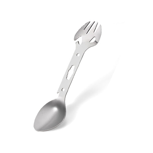 HKM-865619 Multifunctional Stainless Steel Fork Spoon Combination with Bottle Opener for Outdoor Use