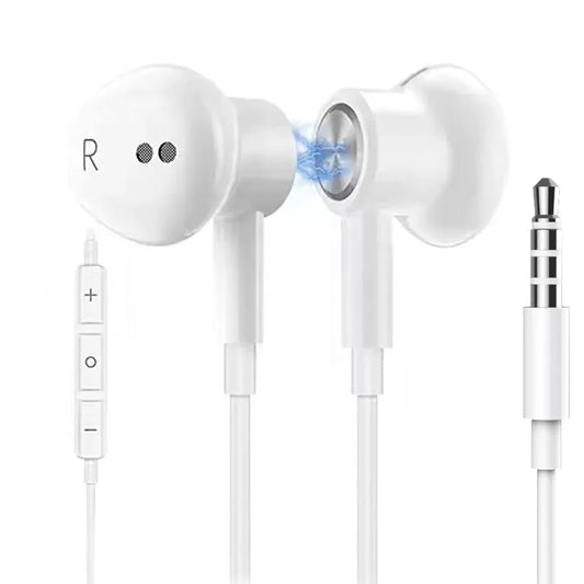 KTX-075539 Magnetic Wired Earbuds with Microphone and Volume Control for iPhone and iPad - White Sports Earphones