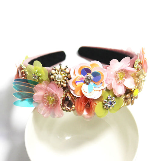 HKM-339411 Vintage Floral Metal Hair Band for Bridal and Formal Occasions